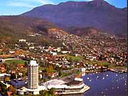 An aerial view of Hobart