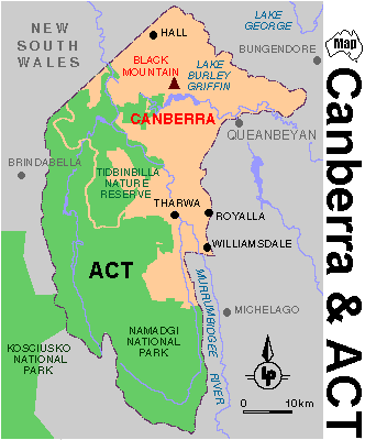 Map of Canberra & ACT