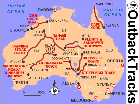 Map of Outback Tracks